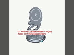 Estación de carga inalámbrica plegable rápida Qi2 de metal 3 en 1 360 grados de rotación